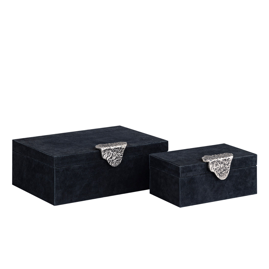 Opbergbox Hazael - 36x25x13 cm - Suede - Zwart - Set van 2 PTMD