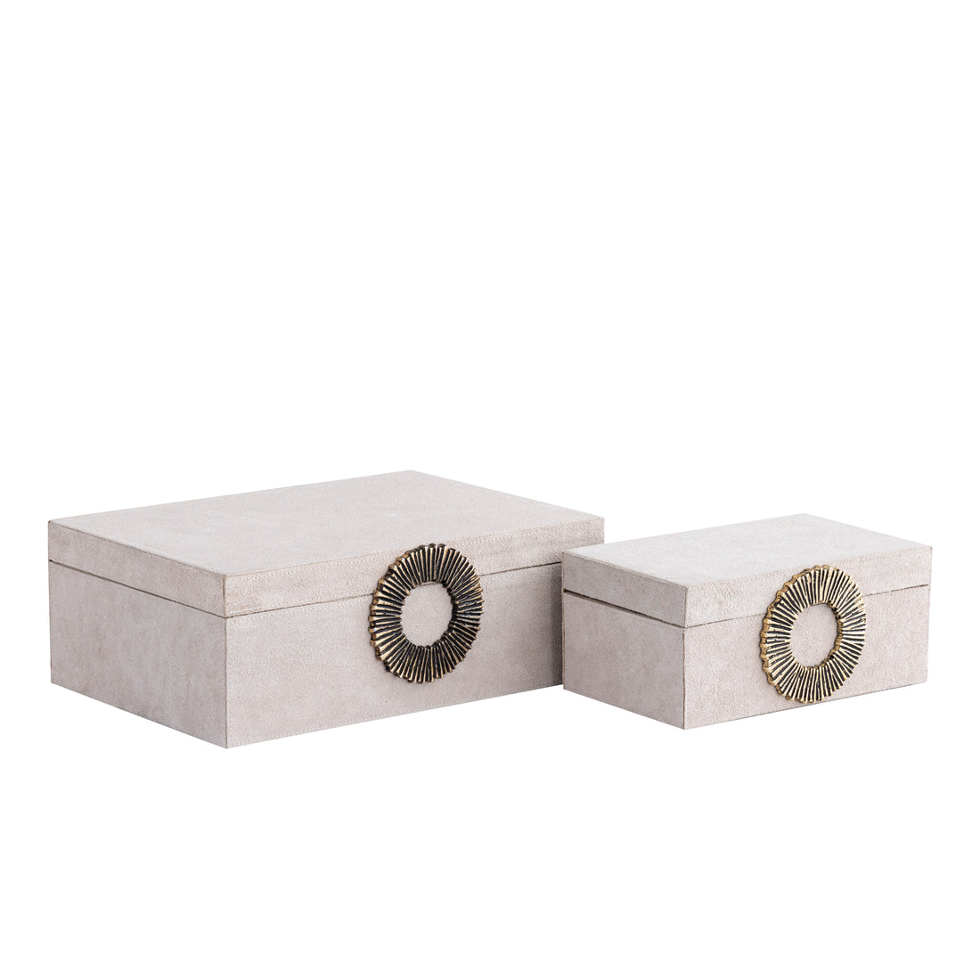 Hazael Beige Suede Box Golden Handle Set van 2 PTMD