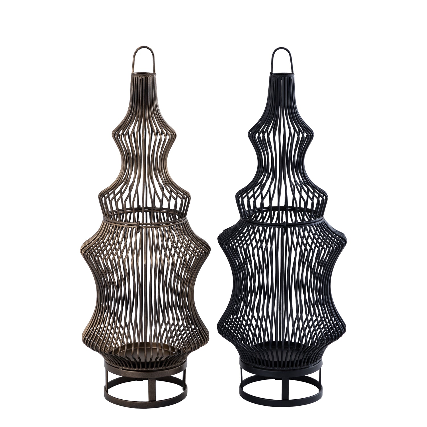 Tobin Lantaarn - 23x23x60 cm - Ijzer - Zwart PTMD