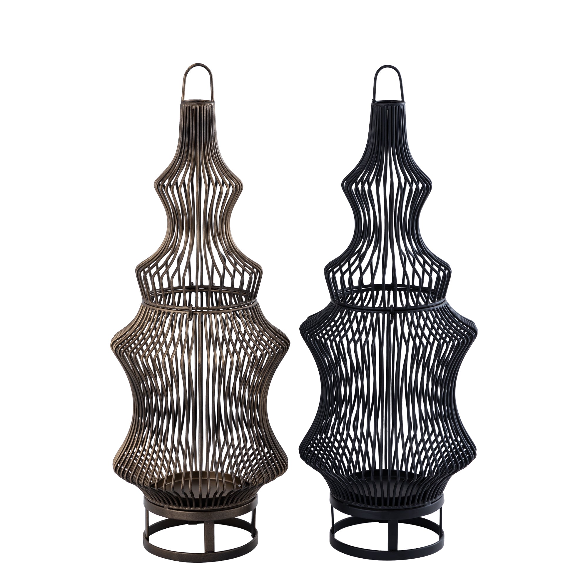 Tobin Lantaarn - 23x23x60 cm - Ijzer - Zwart PTMD