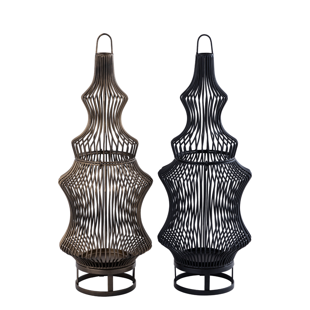 Tobin Lantaarn - 23x23x60 cm - Ijzer - Zwart PTMD