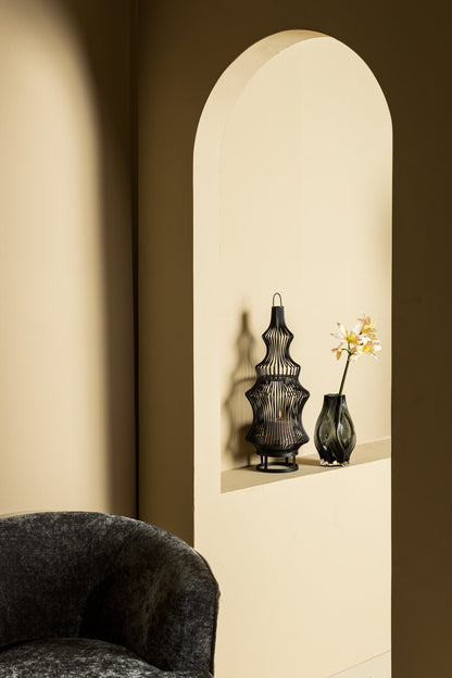 Tobin Lantaarn - 23x23x60 cm - Ijzer - Zwart PTMD