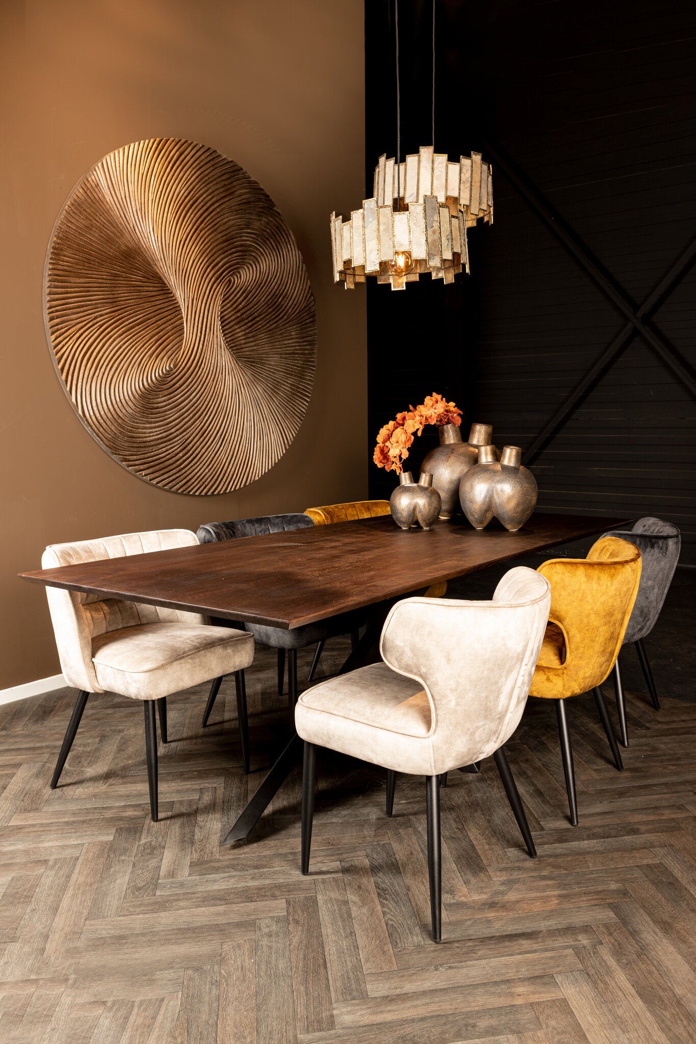 Wandpaneel Wiktor Large Bruin MDF Ø180cm PTMD