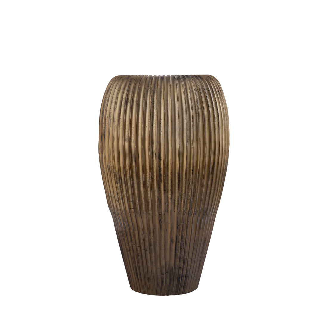 Russel Gold Alu Round Pot Ribbed High 35x32x63cm PTMD