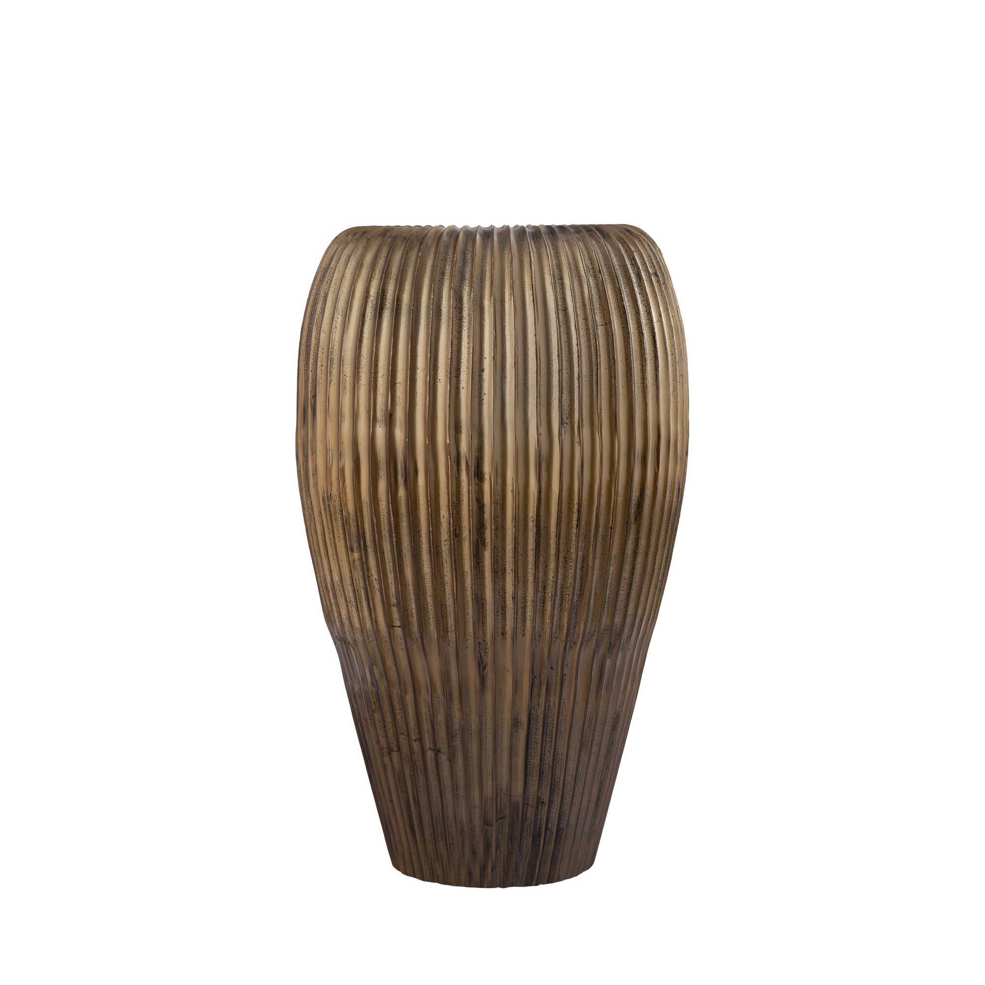 Russel Gold Alu Round Pot Ribbed High 35x32x63cm PTMD