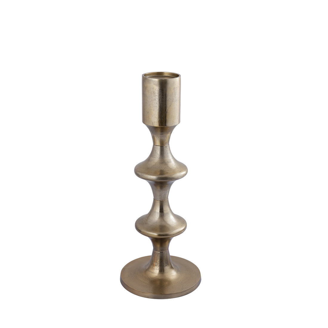 Taika Gold alu round candle holder tabs laag H73cm PTMD