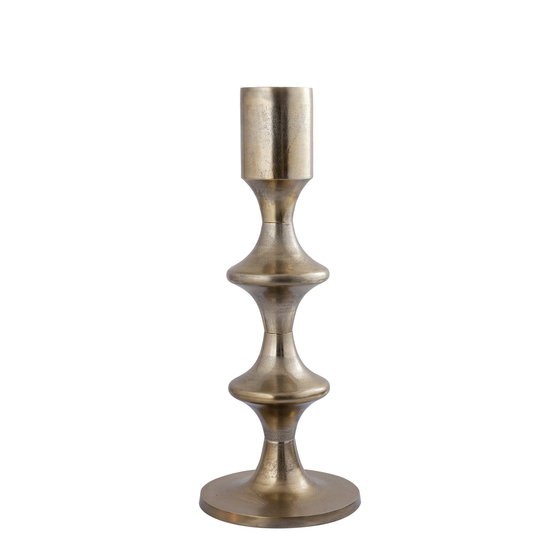 Taika Gold alu round candle holder tabs laag H73cm PTMD