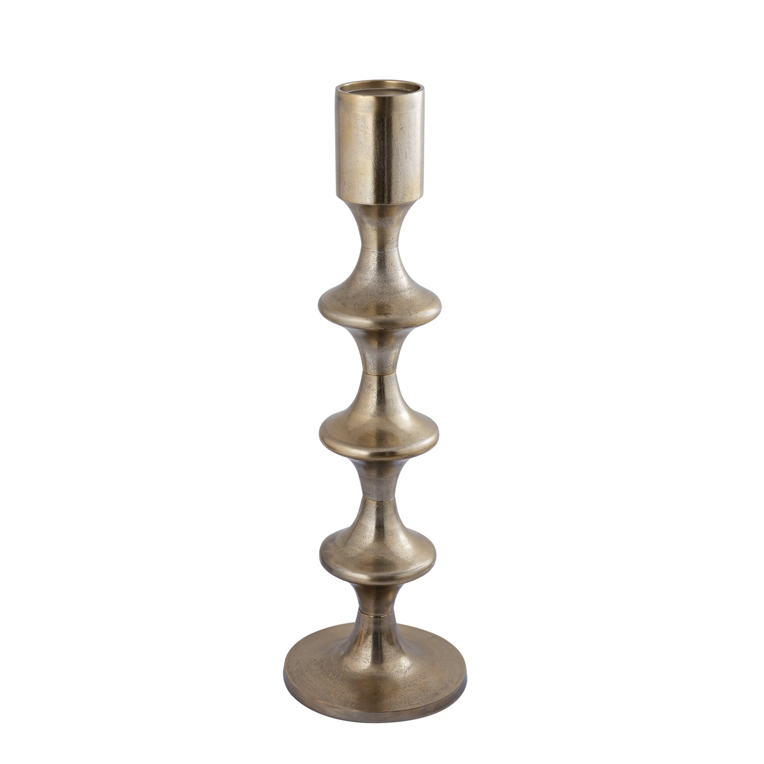 Taika Gold alu round Kandelaar tabs H92cm PTMD