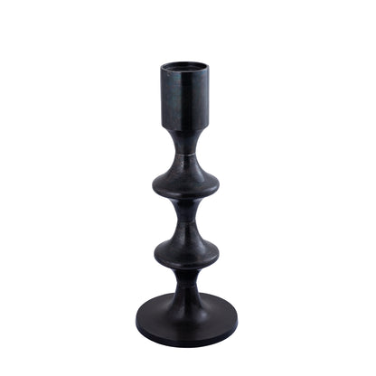 Taika Black alu round Kandelaar tabs laag H73cm PTMD