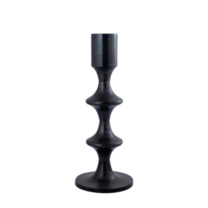 Taika Black alu round Kandelaar tabs laag H73cm PTMD
