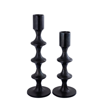 Taika Black alu round Kandelaar tabs laag H73cm PTMD