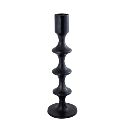 Taika Black alu round kandelaar tabs H92cm PTMD