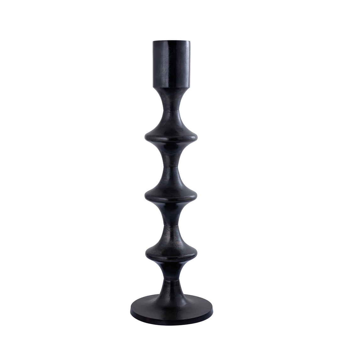 Taika Black alu round kandelaar tabs H92cm PTMD