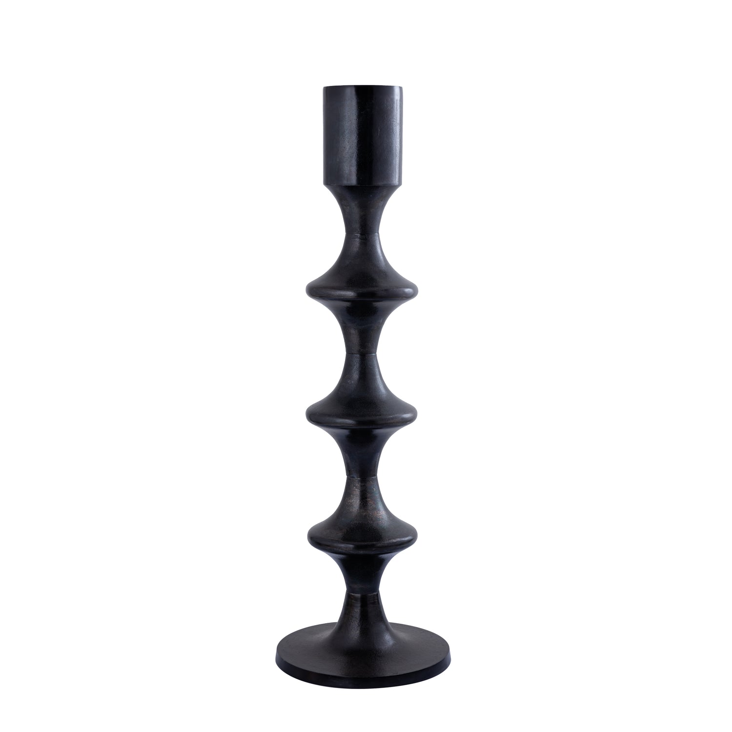 Taika Black alu round kandelaar tabs H92cm PTMD