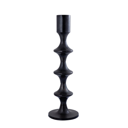 Taika Black alu round kandelaar tabs H92cm PTMD
