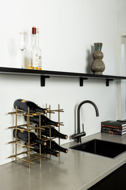 Gordo Brass Steel Square open Frame Wine Rack PTMD