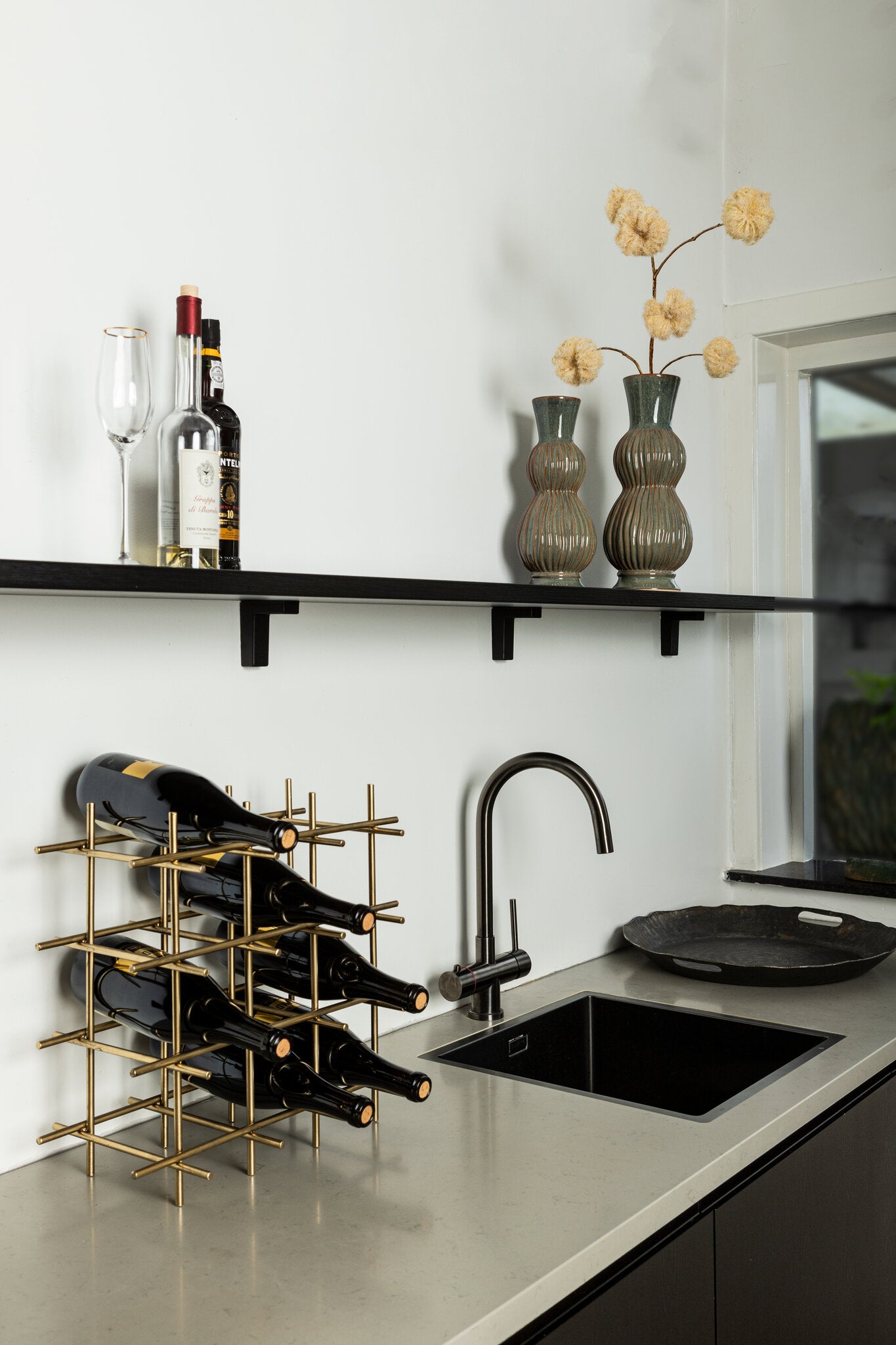 Gordo Brass Steel Square open Frame Wine Rack PTMD