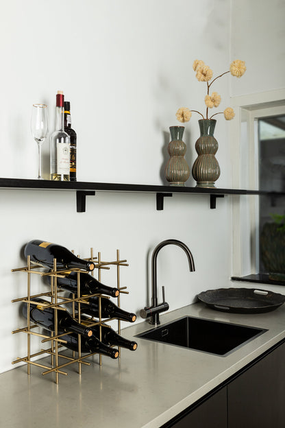 Gordo Brass Steel Square open Frame Wine Rack PTMD