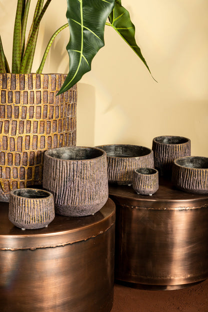 Holden Purple Cement Outdoor Candle Round Gold Finish LowL PTMD