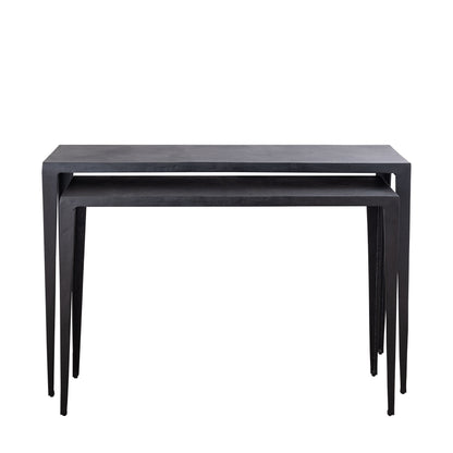 Sidetable Rivva - Aluminium - Zwart - Set van 2 PTMD