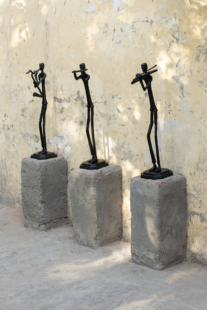 Kali Black casted alu statue man with flute PTMD