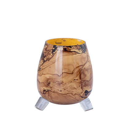 Jamillia Brown Glass Windlichten PTMD Set van 3