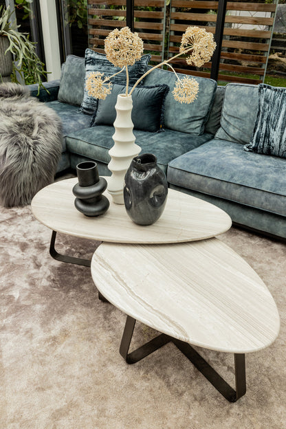 Salontafel Muka hoog dark grey base white marmer PTMD