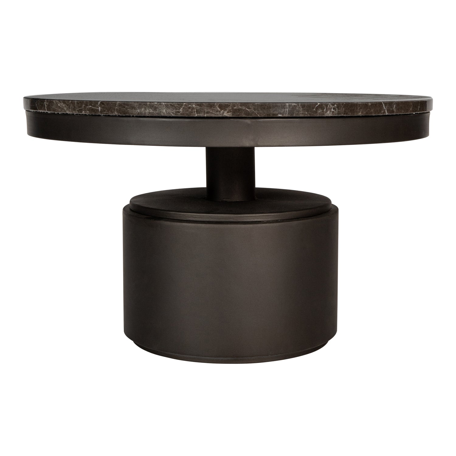 Bregt coffeetable low brown marble dark grey base PTMD