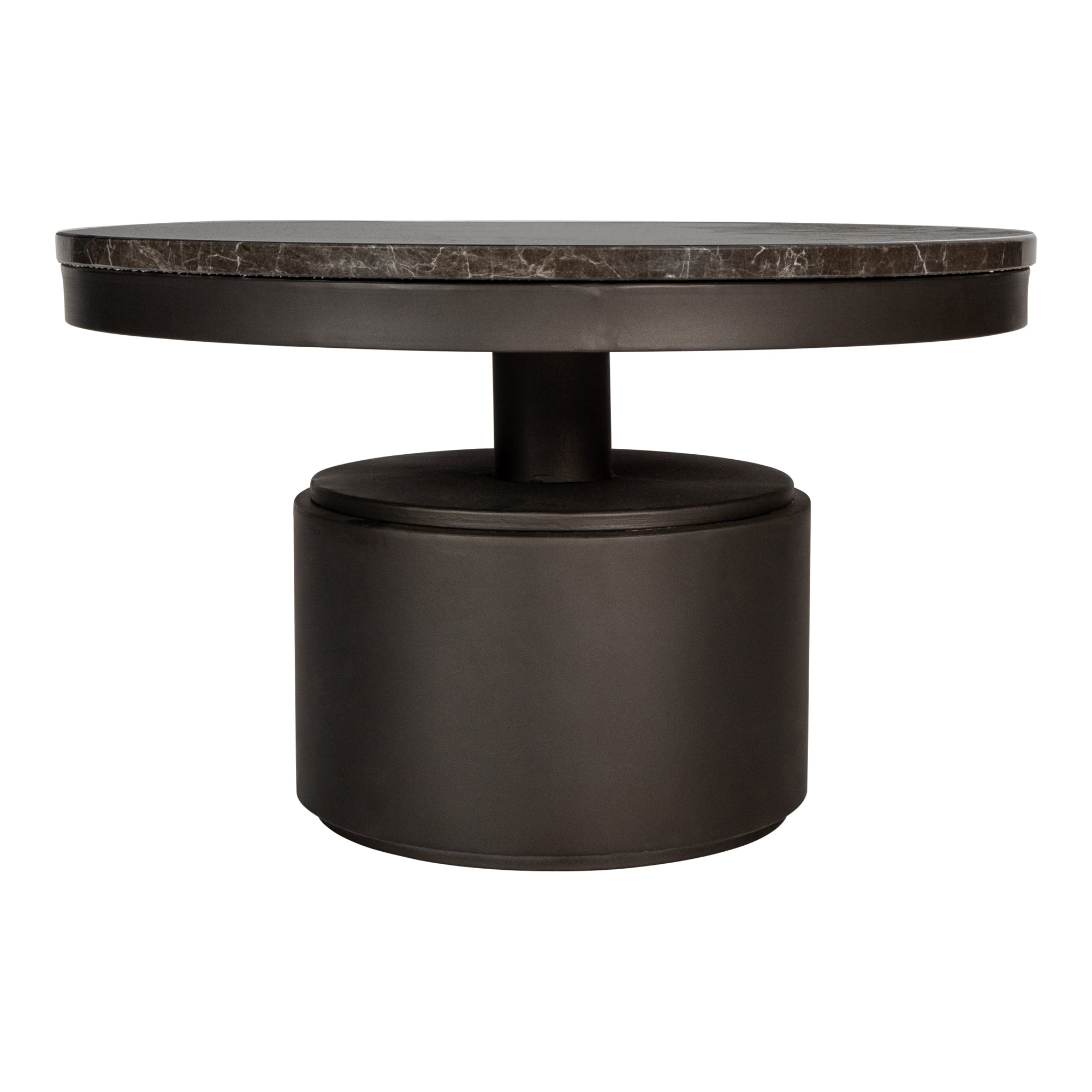 Bregt coffeetable low brown marble dark grey base PTMD