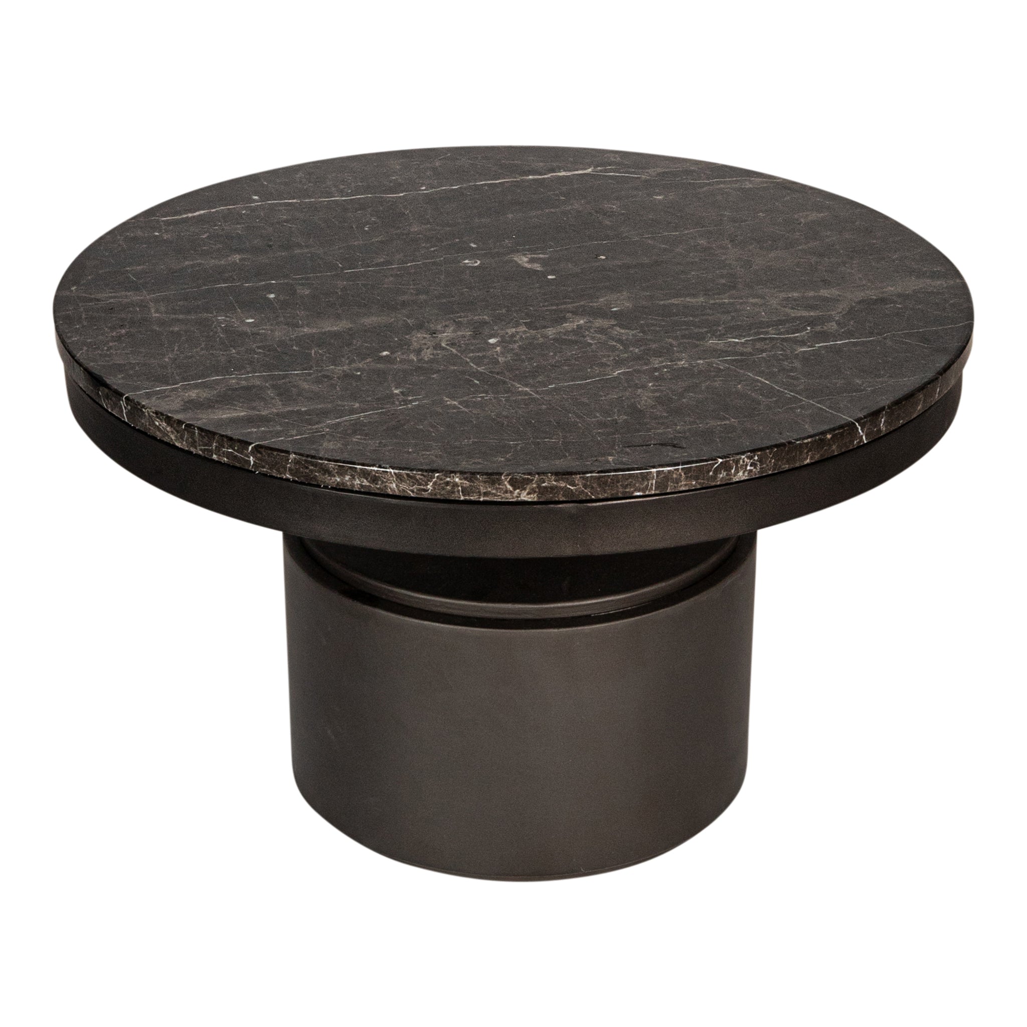 Bregt coffeetable low brown marble dark grey base PTMD
