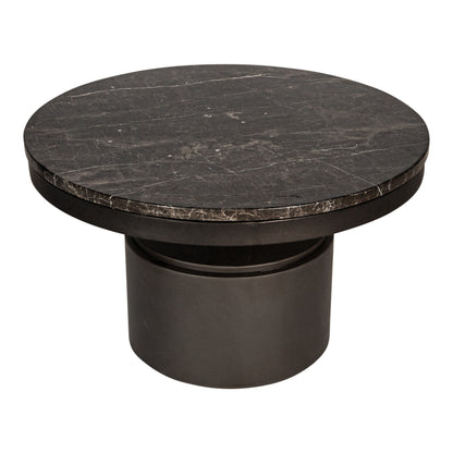 Bregt coffeetable low brown marble dark grey base PTMD