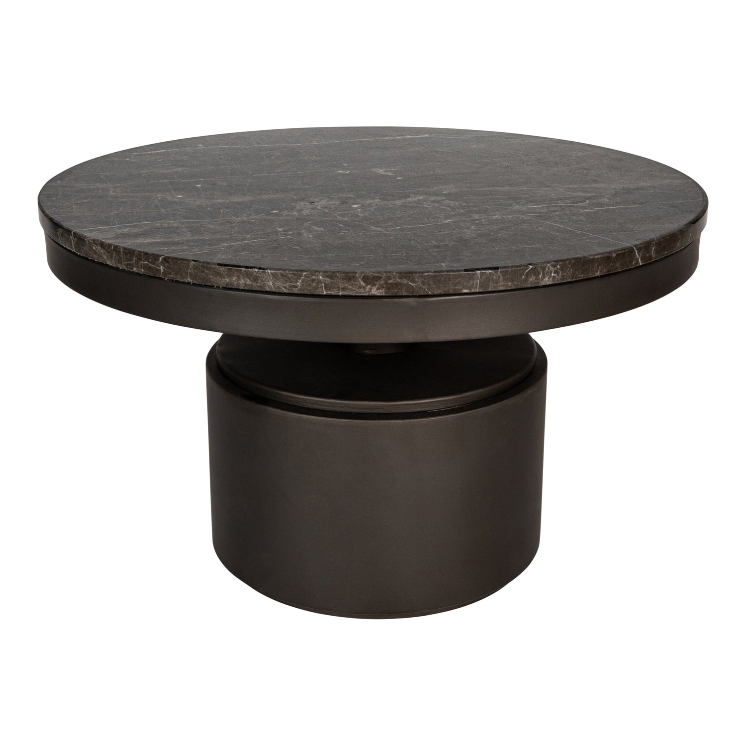 Bregt coffeetable low brown marble dark grey base PTMD