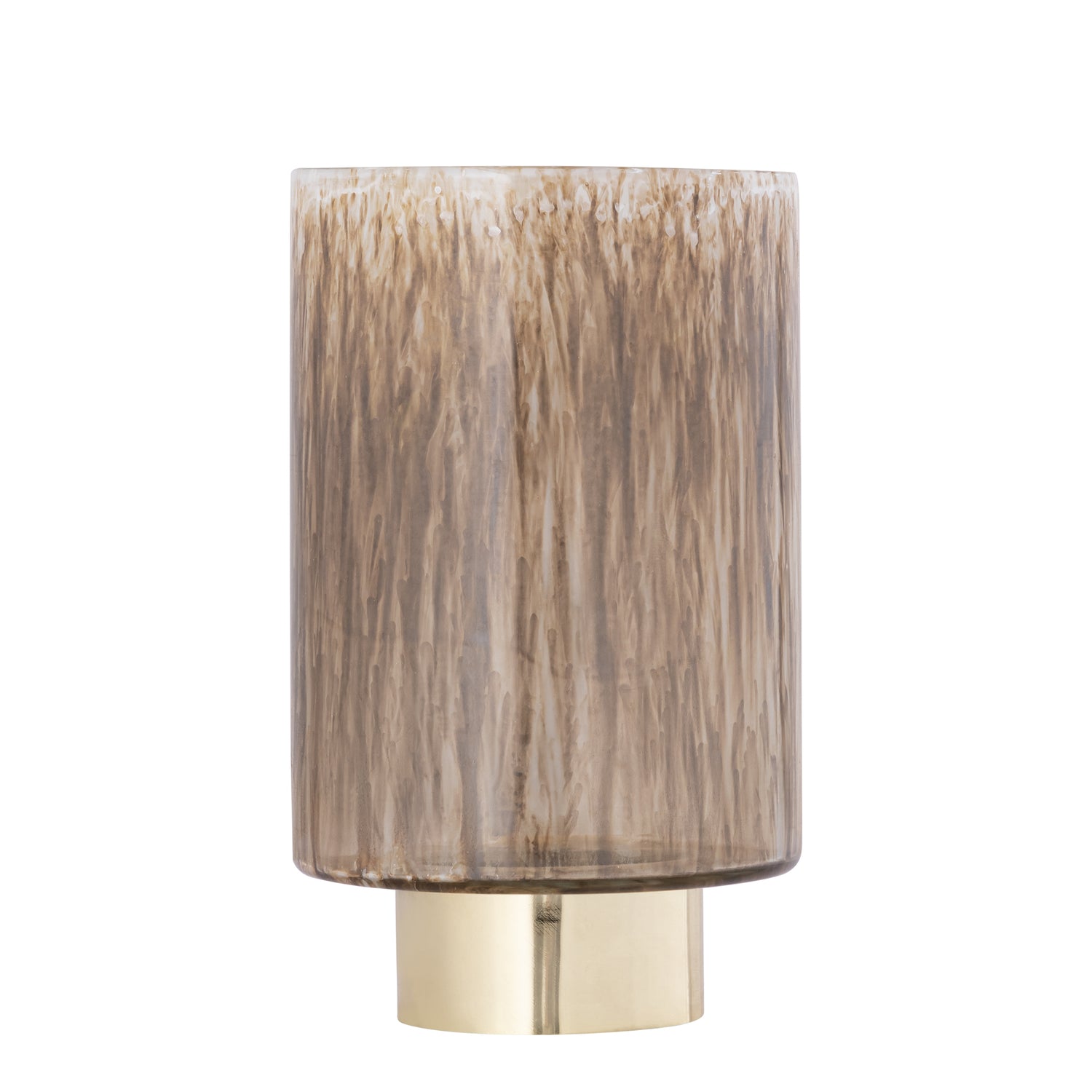 Allie Bruin Glas Windlicht op Gouden Voet PTMD Set van 3