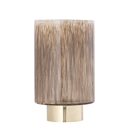 Allie Bruin Glas Windlicht op Gouden Voet PTMD Set van 3