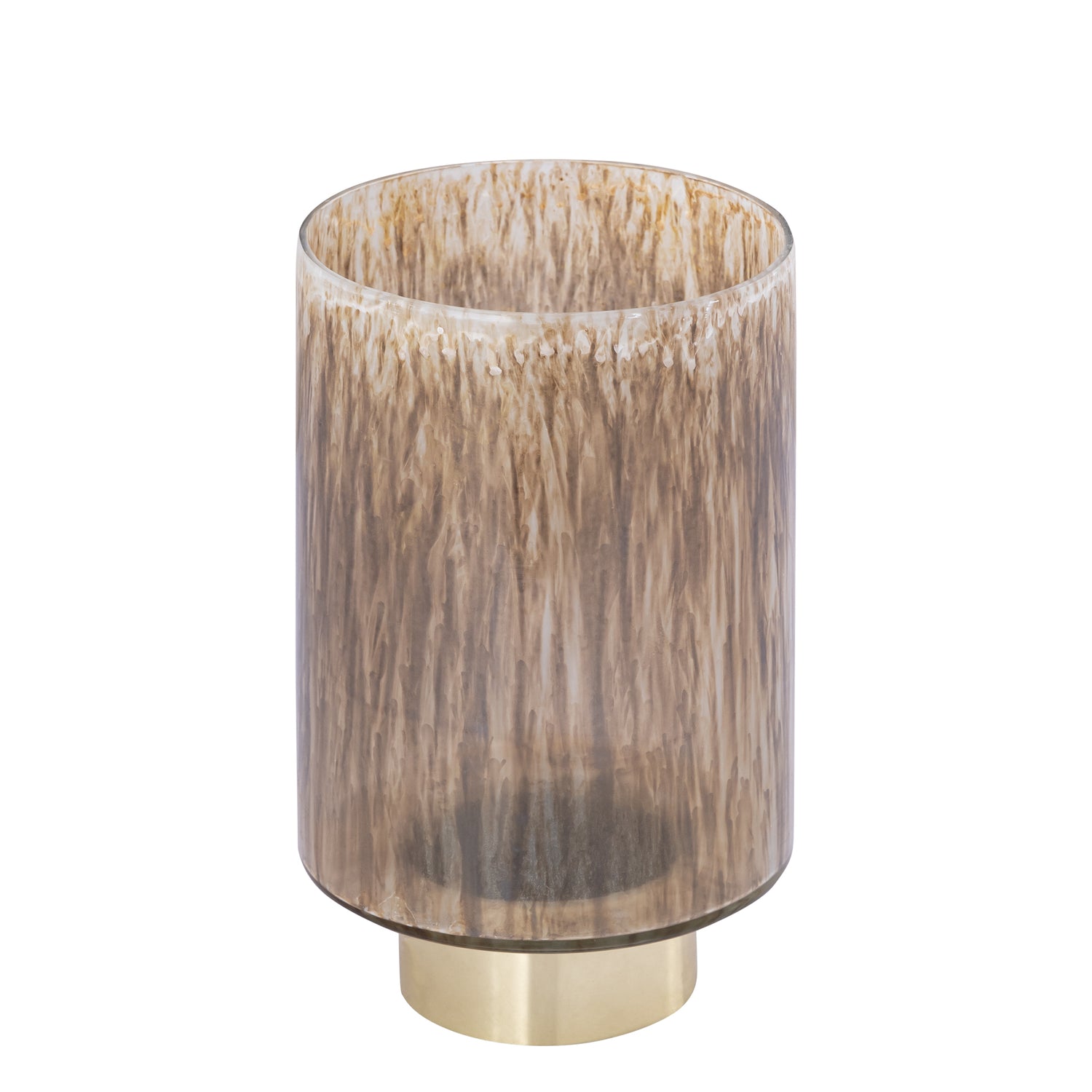 Allie Bruin Glas Windlicht op Gouden Voet PTMD Set van 3