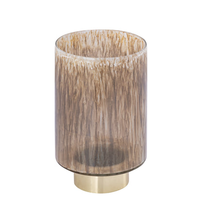 Allie Bruin Glas Windlicht op Gouden Voet PTMD Set van 3