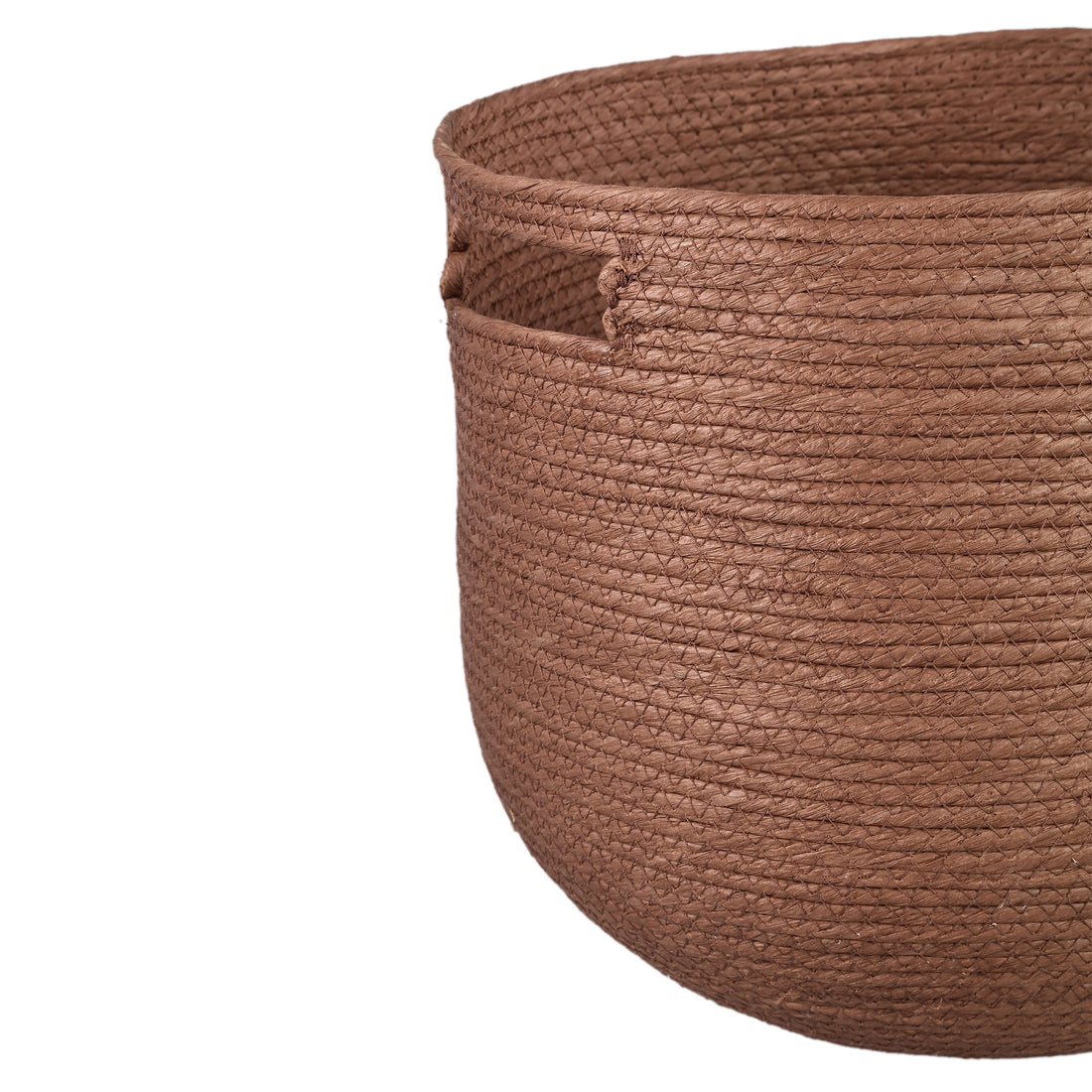 Mellaine Brown Paper Rope Round Basket Handle Set van 3 PTMD
