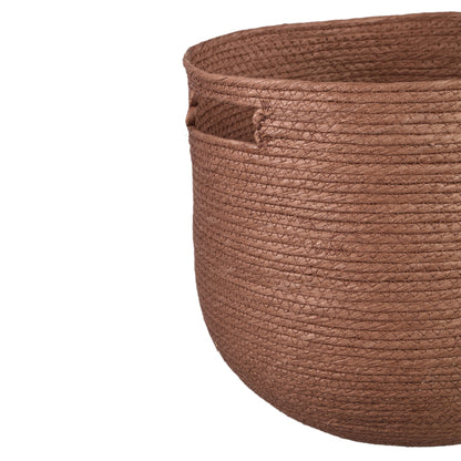 Mellaine Brown Paper Rope Round Basket Handle Set van 3 PTMD