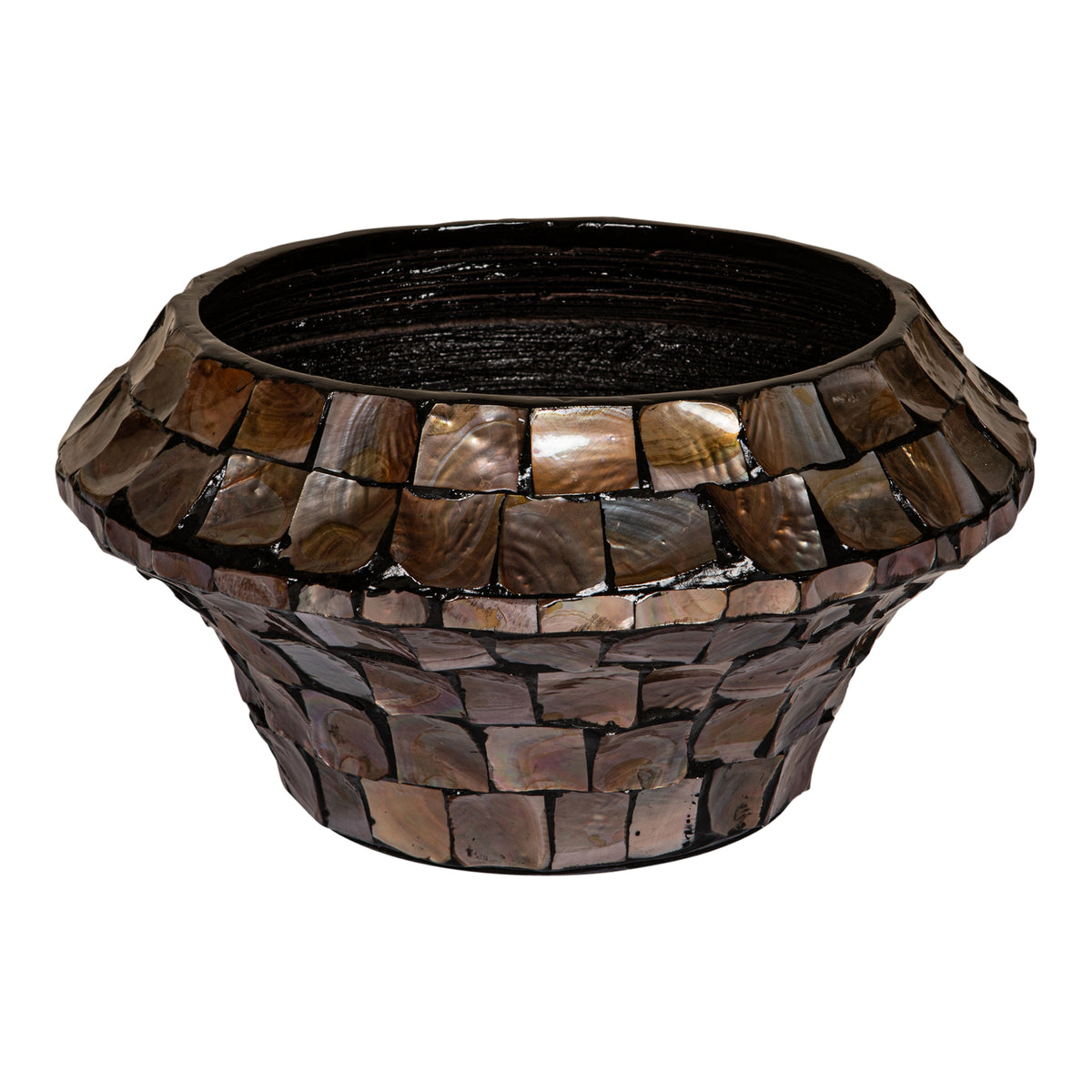 Daven Bronze Poly Shell Bamboo Pot Round Low  S 41x41x20cm PTMD