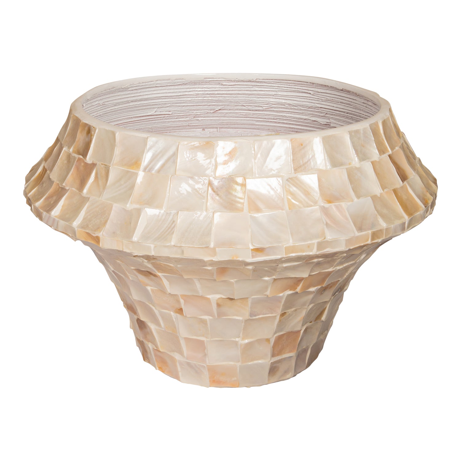 Daven Cream Poly Shell Bamboo Pot Rond Low Large PTMD
