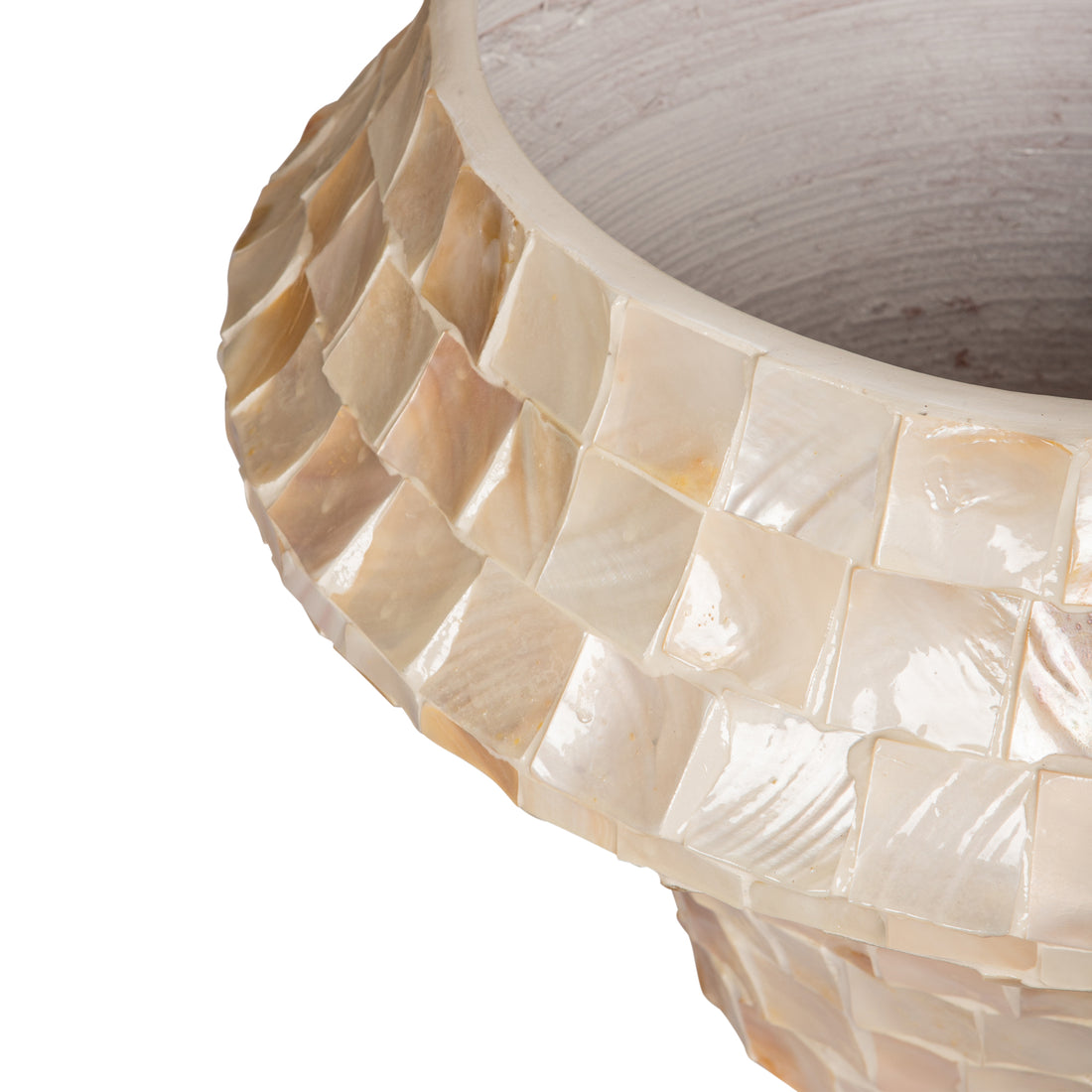 Daven Cream Poly Shell Bamboo Pot Rond Low Large PTMD