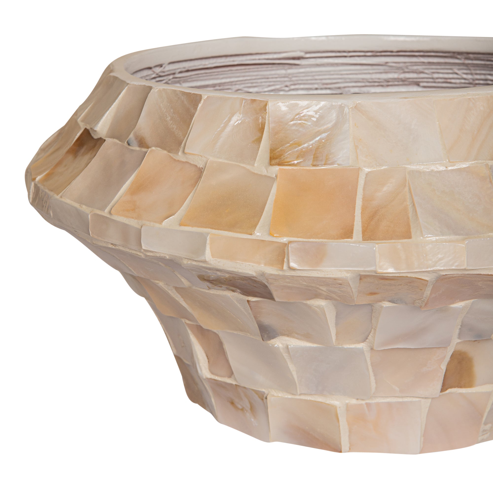 Daven Cream Poly Shell Bamboo Pot Round Low S PTMD