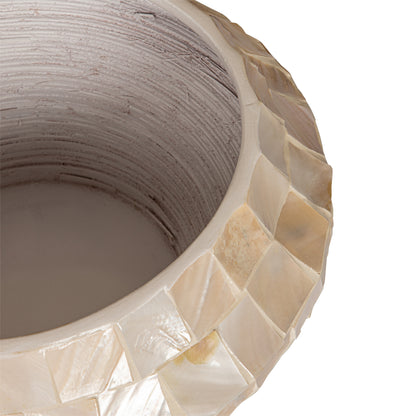 Daven Cream Poly Shell Bamboo Pot Round Low S PTMD