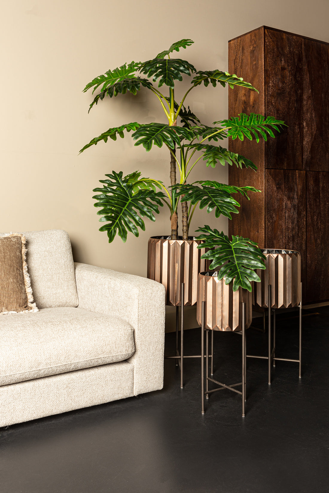 Eleyza Copper Rond Iron Pot Op Metaal Base S Dia26.5 xH 59.5 cm PTMD