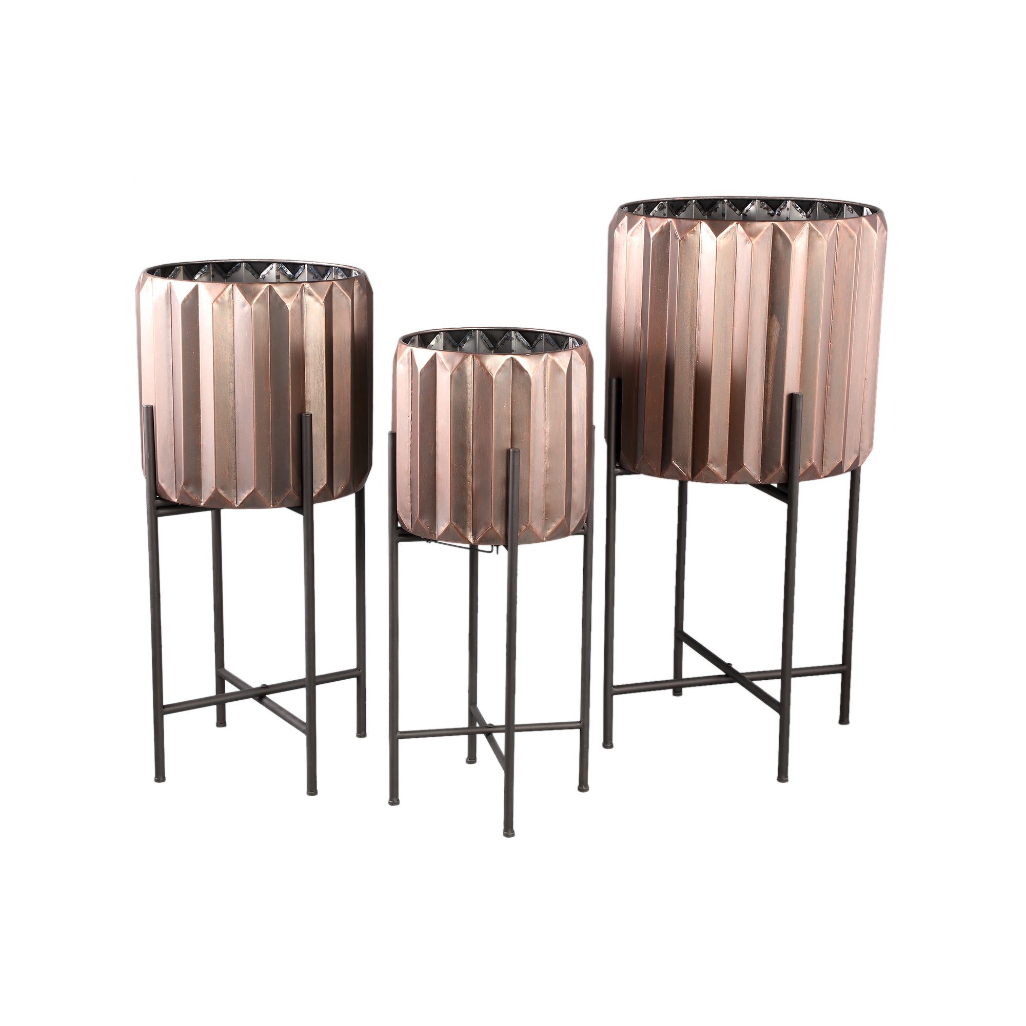 Eleyza Copper Rond Iron Pot Op Metaal Base M Dia 31xH66cm PTMD