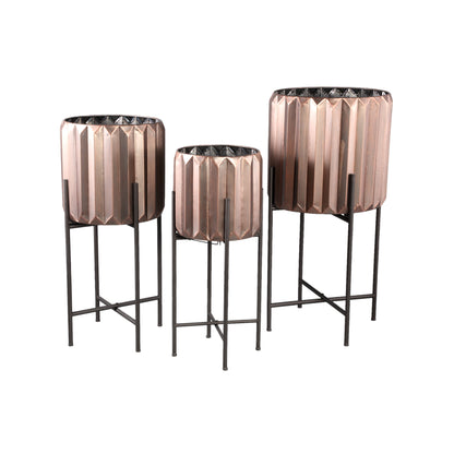 Eleyza Copper Rond Iron Pot Op Metaal Base M Dia 31xH66cm PTMD