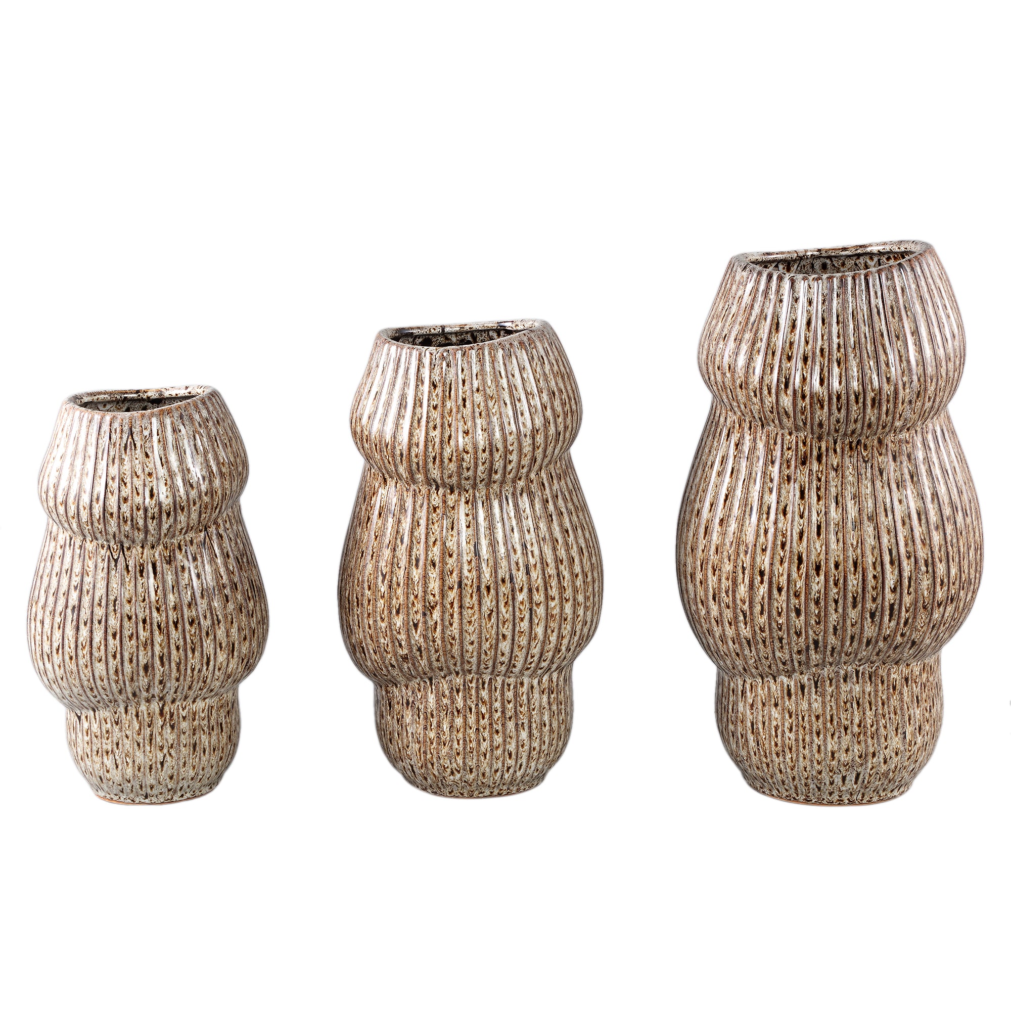 Colby Brown Kersmiek Pot Round Shaped Lines High S Ø16xH30cm PTMD