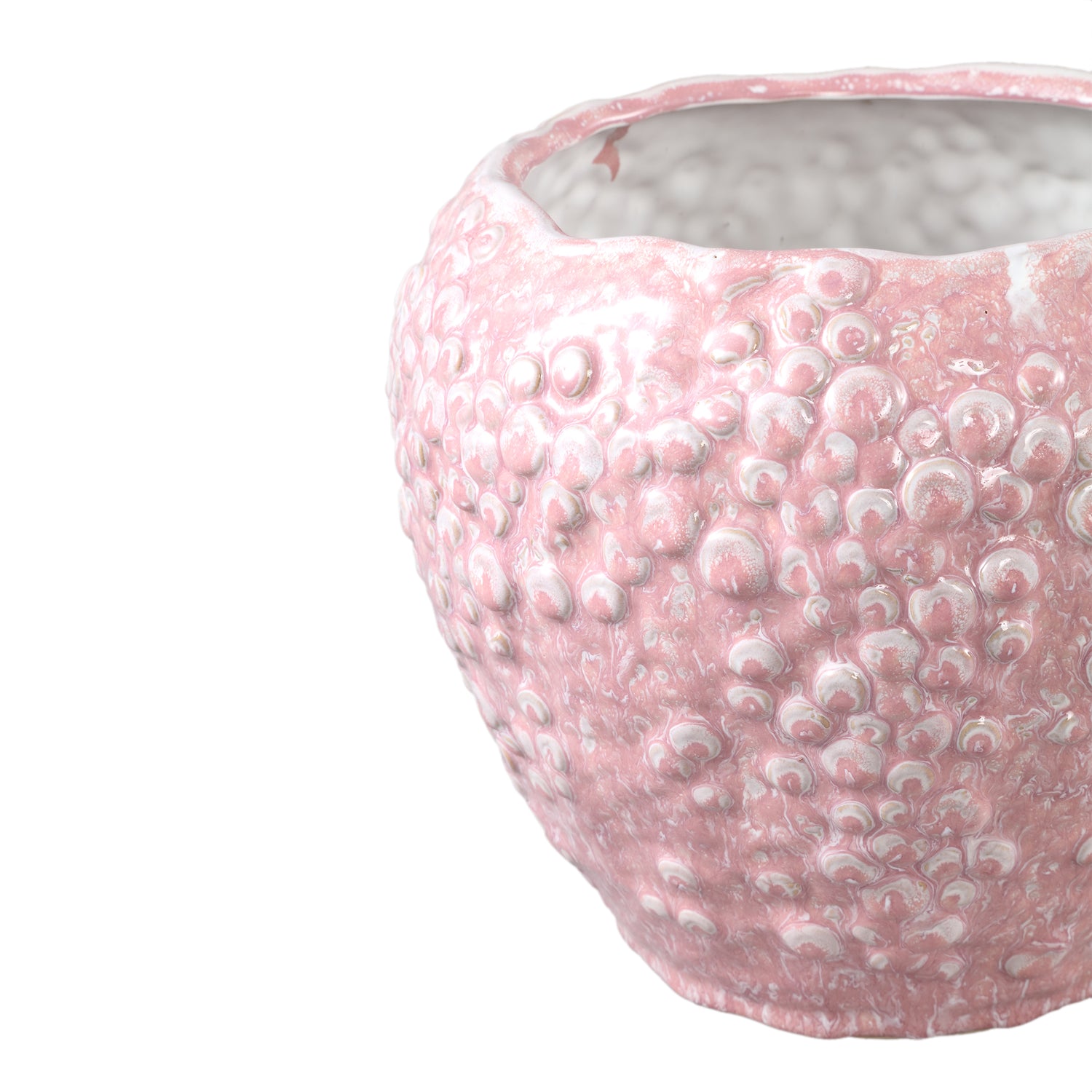 Avis PInk Ceramic Pot Round Shaped Scales Low XL Dia26,5xH22,5cm PTMD