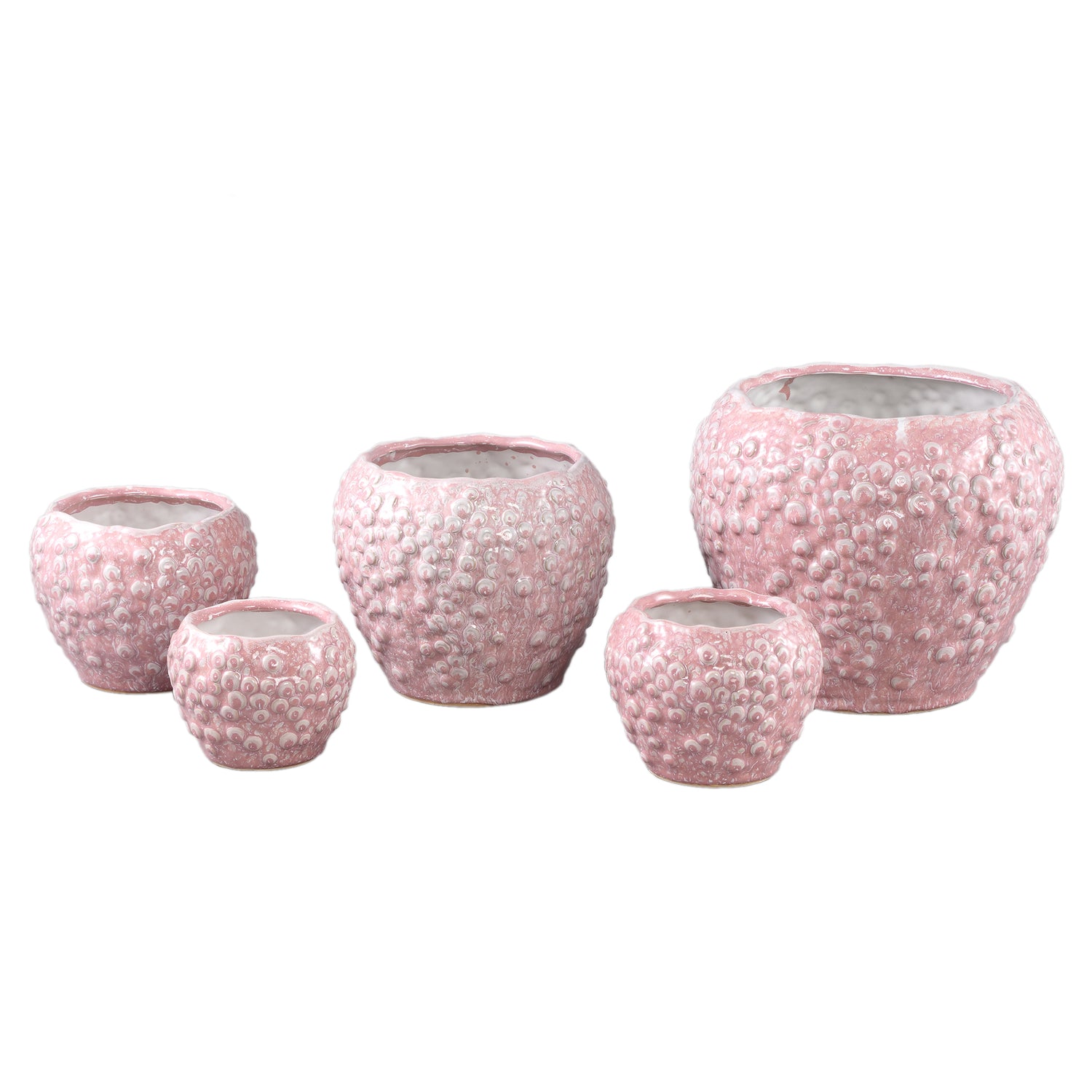 Avis PInk Ceramic Pot Round Shaped Scales Low XL Dia26,5xH22,5cm PTMD