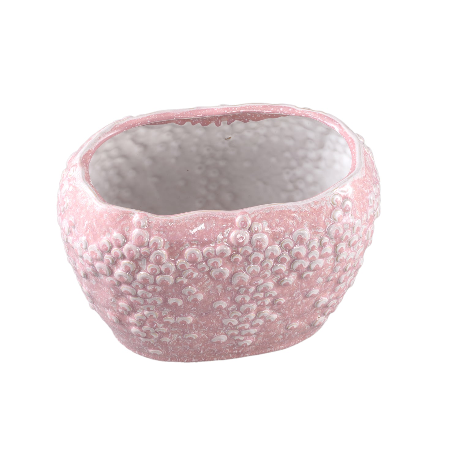 Avis PInk Ceramic Pot Oval Shaped Scales High 28x18x20.5cm PTMD